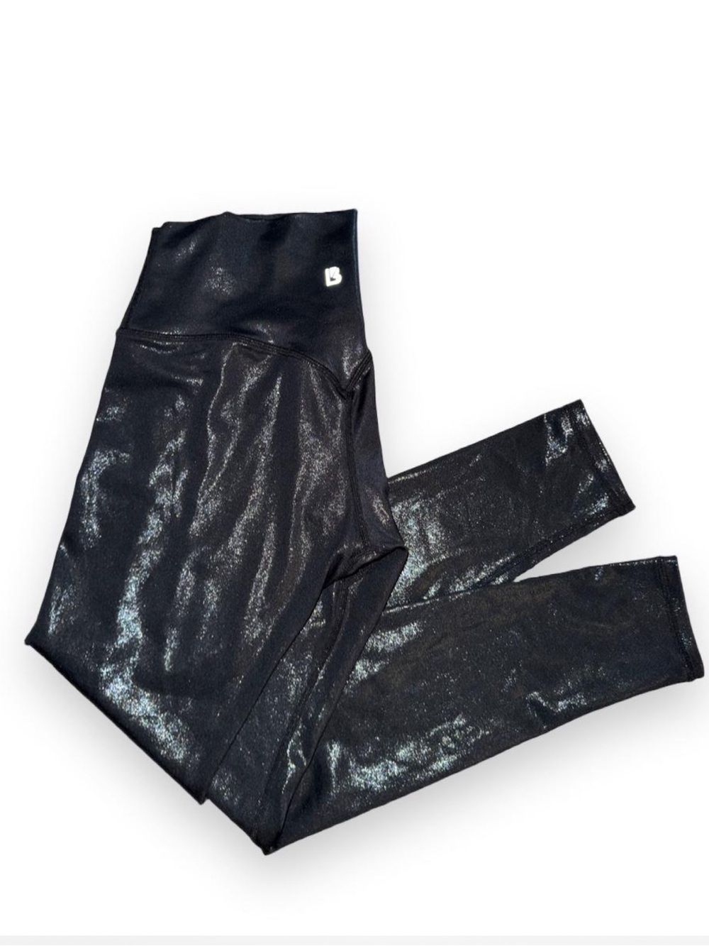 Buff Bunny Collection Small 7/8 Leggings Butt Scrunch Black Metallic Pilates